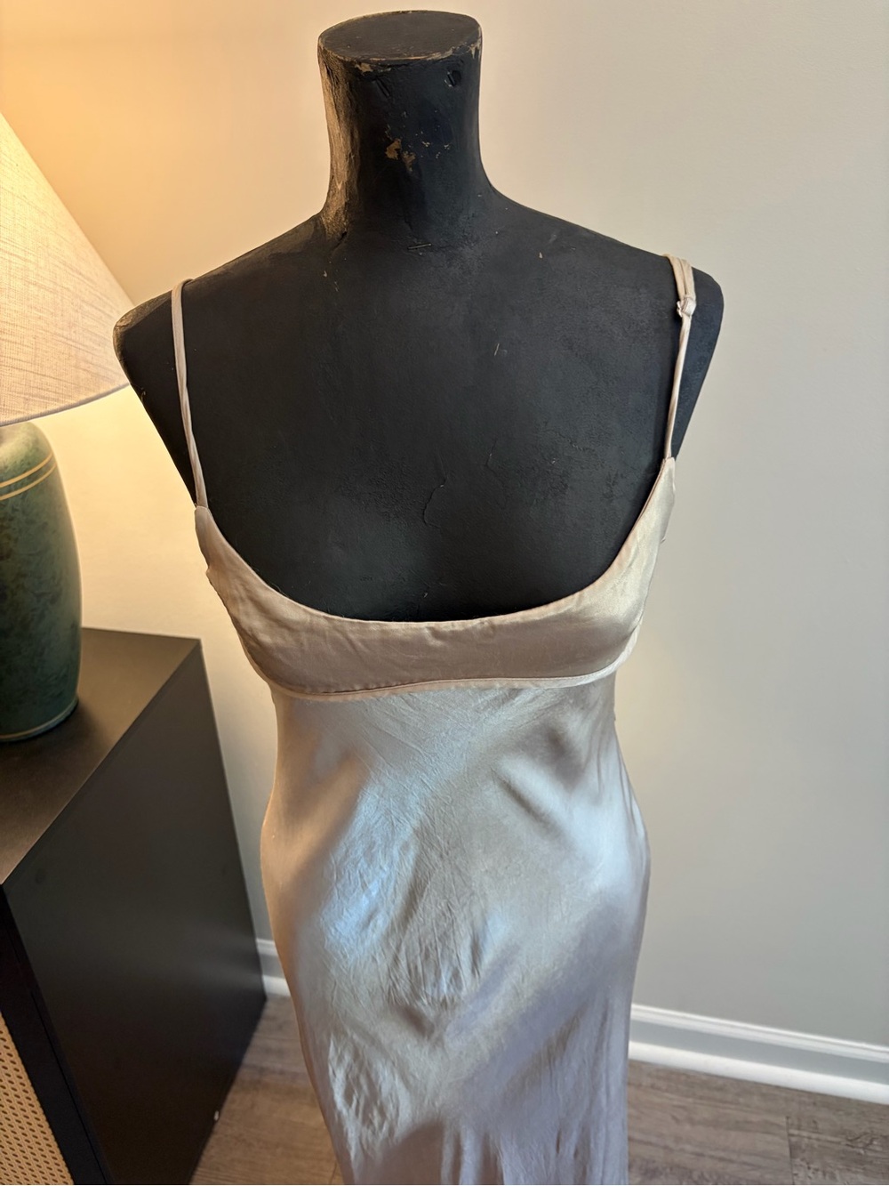 Zara Formal Silky Balconette Style Champagne Slip Dress Size Medium Bridesmaid - Picture 2 of 16